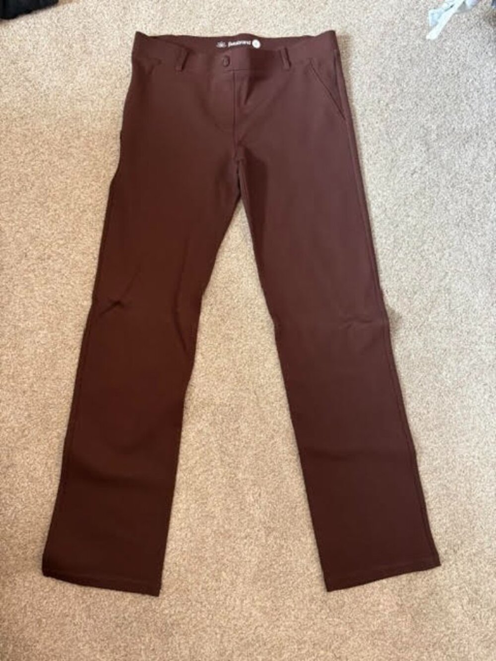 Betabrand Dress Pant Yoga Pants, Large, Brown Straight Leg Stretch Work Pants